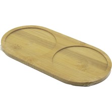 2 Bölmeli   Oval  Ahşap Bambu Yağdanık Altlık  12X24X0.8CM (5282)