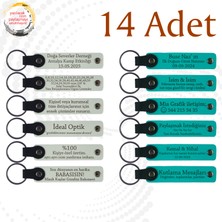 Beyaz & Koyu Turkuaz, Toplantı Katılımcılarına Hediye, 14’lü Set, Kişiselleştirilebiliranahtarlık