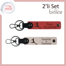 Futbol Temalı Erkek Sevgiliye Hediyelik, Yazı Eklenebilir Deri Takım, Nar Çiçeği-Pudra