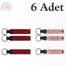Kırmızı & Yavru Ağzı, 6’lı Set, Isim Yazılabilen Deri Anahtarlık, Aile Tatillerine Küçük Hatıra