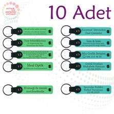 F Yeşili & Turkuaz, Doğum Günü Partilerine Küçük Sürpriz, 10’lu Set, Tarih ve Isimli Anahtarlık