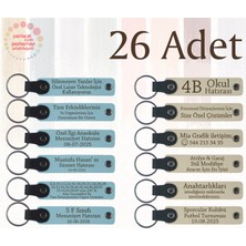 G Mavi & Sütlü Kahve, 26’lı Set, Isim Yazılabilen Deri Anahtarlık, Türkçe Öğretmeninden Karne Anısı