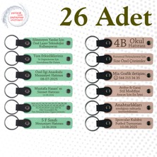 Yeşil & Pudra, Dil Kursu Mezunlarına Hatıra, 26’lı Set, Isim Yazılabilen Deri Anahtarlık