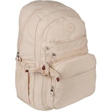 5 Bölmeli Kırınkıl Su Itici Kumaş Aksesuarlı Okul Sırt Çantası RLX1630-KREM