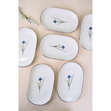 Tabak Evi Porselen Natura Iris Altın Yaldızlı Oval Kayık Tabak 27,50X17,50X3CM 6 Lı