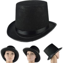 Yetişkin Boy Siyah Renk Keçe Sihirbaz Fötr Şapka