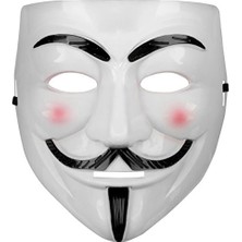 Beyaz Pembe Yanaklı V For Vendetta Maskesi