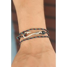 Çizgi Desenli Metal Kancalı Erkek Bileklik - Lisinya