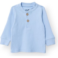 Hellobaby Erkek Bebek Yenidoğan Sweatshirt Düğmeli Kaşkorse Bisiklet Yaka Uzun Kol