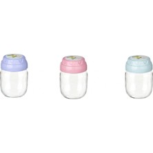 3lü Set Vintage Dekoratif Desenli Cam Kavanoz 425ML - 14,3 Oz
