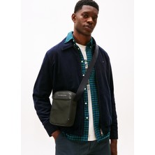 Tommy Hilfiger Polyester + Poliüretan Haki Erkek Postacı Çantası Th Foundatıon Mını Reporter