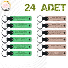 F Yeşili & Pudra, Düğün Misafirlerine Özel Armağan 24’lü Set, Kişiselleştirilebilir Deri Hediyelik