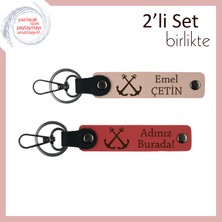 Denizci Gibi Hissedenlere Kalıcı Hatıra, Kişisel Yazı Eklenebilir Deri Set, Yavru Ağzı-Nar Çiçeği