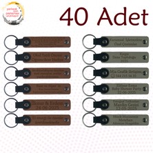A Kahve & Kül Gri, Firma Açılışında Dağıtılacak Hediye, 40’lı Set, Isimli Anlamlı Deri Anahtarlık