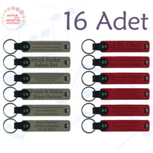 Kül Gri & Kırmızı, 16’lı Set, Isim Yazılı Anlamlı Deri Hediyelik, Yürüyüş Gezisi Grubuna Veda Anısı