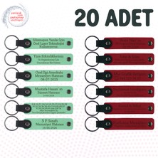 Yeşil & Kırmızı, Müzik Atölyesi Katılımcılarına Hatıra 20’li Set, Kişiye Özel Yazılı Deri Anahtarlık