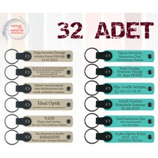 S Kahve & Turkuaz, Doğa Yürüyüşü Grubuna Anı, 32’li Set, Isim ve Tarihli Deri Hediyelik Anahtarlık