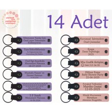 M Menekşe & Y Ağzı, 14’lü Set, Kişiselleştirilir Deri Anahtarlık, Doğum Günü Partilerine Özel Anı