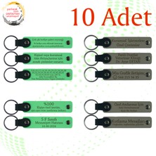 F Yeşili & Kül Gri, Aile Pikniklerine Küçük Sürpriz, 10’lu Set, Tarih ve Isimli Deri Anahtarlık