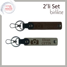 Anıların Peşindeki Ruhlara Hediye, Kamera Temalı Kişiye Özel Anahtarlık Seti, Koyu Kahve-Kül Gri