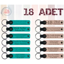 Koyu Turkuaz & Pudra, 18’li Set, Kişisel Mesajlı Deri Anahtarlık, Akraba Gecelerine Küçük Armağan