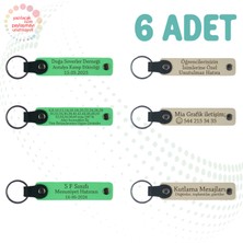 F Yeşili & S Kahve, Yılbaşı Kutlamalarına Küçük Hediye, 6’lı Set, Isim Yazılabilen Deri Anahtarlık