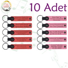 Nar Çiçeği & Pembe, 10’lu Set, Tarih ve Isimli Deri Anahtarlık, Aile Pikniklerine Küçük Sürpriz