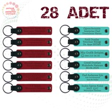 Kırmızı & Turkuaz, 28’li Set, Mesajlı Deri Hatıra Anahtarlık, Aile Pikniklerine Küçük Sürpriz