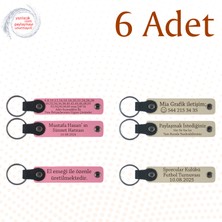 Pembe & Sütlü Kahve, 6’lı Set, Isim Yazılabilen Deri Anahtarlık, Aile Buluşmalarına Özel Anı