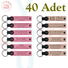 Pembe & Pudra, 40’li Set, Isimli Anlamlı Deri Anahtarlık, Baby Shower Etkinliğine Anlamlı Anı