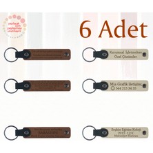 A Kahve & Sütlü Kahve, Aile Yemeklerine Özel Hatıra, 6’lı Set, Isim Yazılabilen Deri Anahtarlık