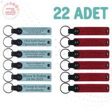 Gök Mavi & Kırmızı, 22’li Set, Kişiselleştirilebilir Yazılı Anahtarlık, Minik Öğrenciler Için Hatıra
