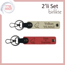 Mırıl Mırıl Aşkınıza Armağan, Kedi Temalı, Isme Özel Anahtarlık, Sütlü Kahve-Nar Çiçeği