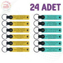 Sarı & Turkuaz, Üniversite Mezuniyet Etkinliğine, 24'lü Set, Isim Yazılan Hediye Deri Anahtarlık