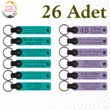K Turkuaz & Mor Menekşe, 26’lı Set, Isim Yazılabilen Anahtarlık, Matematik Öğretmeninden Karne Anısı