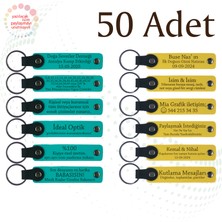 Koyu Turkuaz & Sarı, 50’li Set, Isim Yazılan Anahtarlık, Kitapçı Müşterilerine Teşekkür Hediyesi