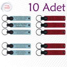 Gök Mavi & Kırmızı, 10’lu Set, Kişiye Özel Yazılı Deri Anahtarlık, Birlikte Geçen Güzel Günler Için