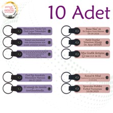 M Menekşe & Y Ağzı, 10’lu Set, Tarih ve Isimli Deri Anahtarlık Kaligrafi Atölyesi Mezunlarına Hediye