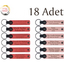 N Çiçeği & Y Ağzı, 18’li Set, Kişisel Mesajlı Deri Anahtarlık, Yaratıcı Çizim Atölyesine Hatıra