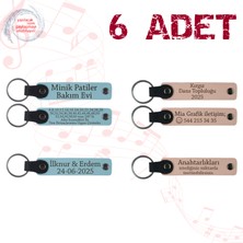 Gök Mavi & Pudra, Isim Yazılabilen Deri Anahtarlık, Küçük Aile Toplantılarına Özel Sürpriz 6’lı Set