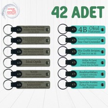 Kül Gri & Turkuaz, 42’li Set, Kişisel Yazılı Hatıra Anahtarlık, Yılbaşı Kutlamalarına Özel Hatıra