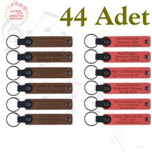 A Kahve & Nar Çiçeği, Baby Shower Partisine Küçük Armağan, 44’lü Set, Tarih ve Isimli Deri Hediyelik