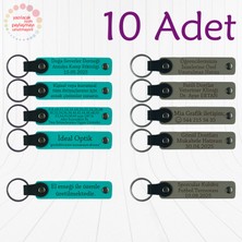 Koyu Turkuaz & Kül Gri, 10’lu Set, Kişisel Tarihli Deri Anahtarlık, Düğün Davetlilerine Armağan