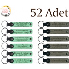 Yeşil & Kül Gri, Yılbaşı Kutlamalarına Küçük Hediyelik, 52’li Set, Kişiselleştirilebilir Deri Hatıra