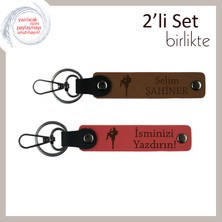 Dövüş Sporlarına Gönül Verenlere Özel Tasarım, Kişisel Deri Anahtarlık Takımı, Açık Kahve-Nar Çiçeği