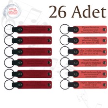 Kırmızı & Nar Çiçeği, 26’lı Set, Isim Yazılabilen Deri Anahtarlık, Yaratıcı Yazarlık Atölyesine Anı