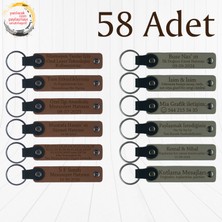 A Kahve & Kül Gri, Mezuniyet Töreni Katılımcılarına Anı, 58’li Set, Isimli Deri Anahtarlık
