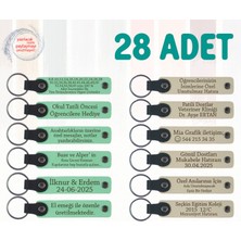 Yeşil & Sütlü Kahve, Aile Yemeklerine Küçük Armağan, 28’li Set, Mesajlı Deri Hatıra Anahtarlık