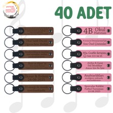 A Kahve & Pembe, Firma Yıl Dönümü Kutlamalarına Hediye, 40’lı Set, Isimli Anlamlı Deri Anahtarlık