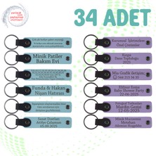 Gök Mavi & Mor Menekşe, 34'lü Set Firma Ismi Yazılı Deri Anahtarlık, Fuarlarda Ziyaretçilere Hediye